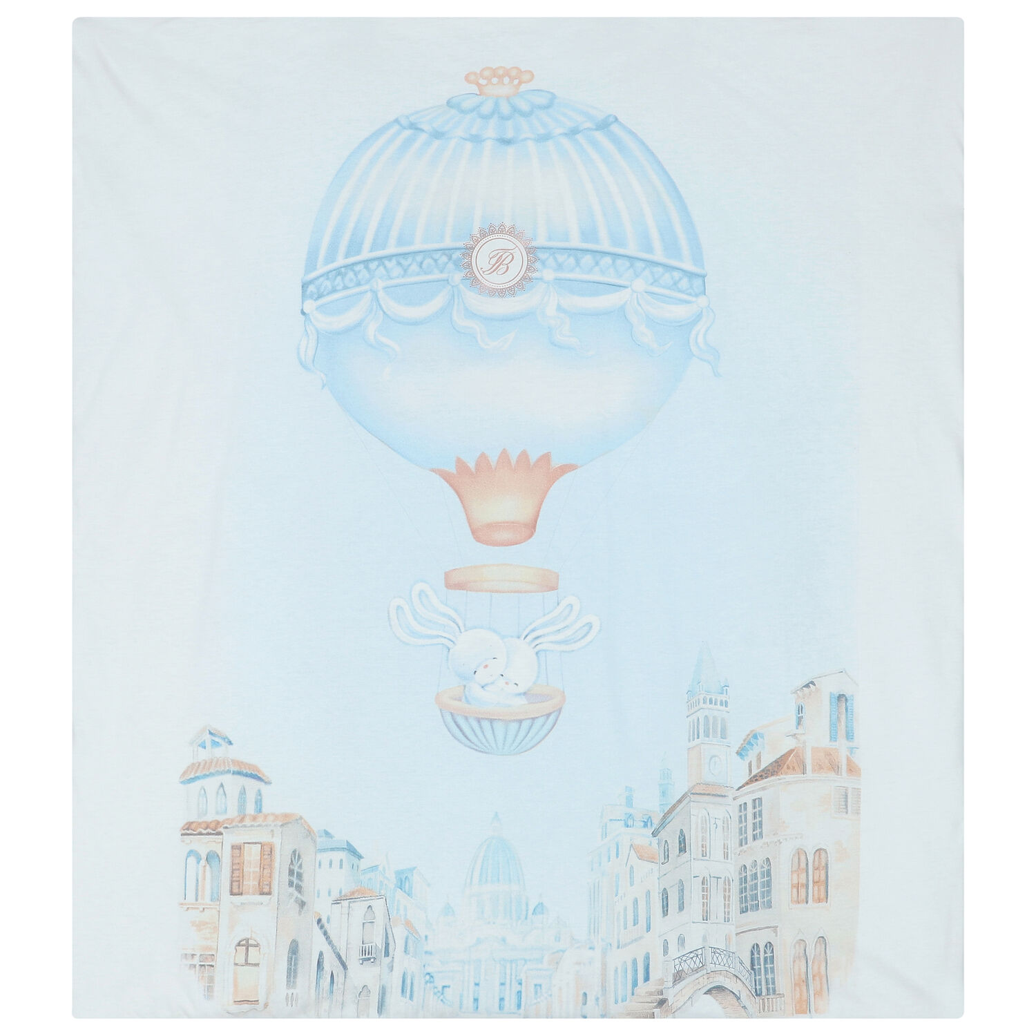 Baby Boys White & Blue Hot Air Balloon Blanket, 1, hi-res